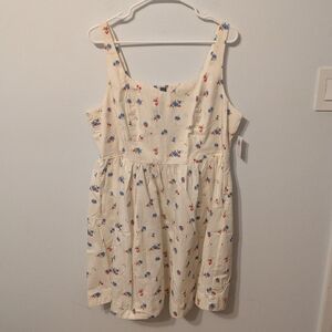 NWT Old Navy White Floral Cotton Fit & Flare Sleeveless Mini Sundress Size XXL